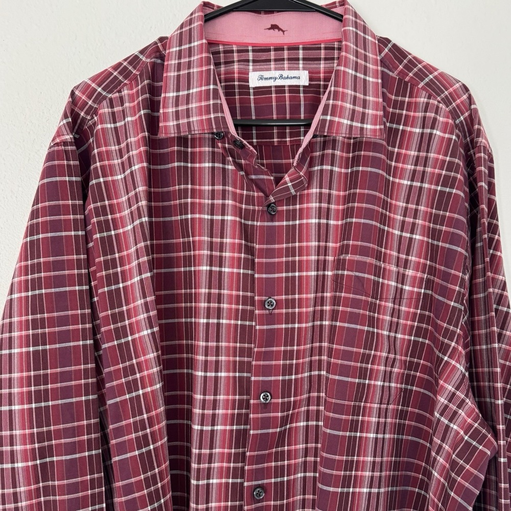 Tommy Bahama Men's XXL Long Sleeve Shirt 100% Silk Casual‎ Plaid Button Up - Picture 2 of 11